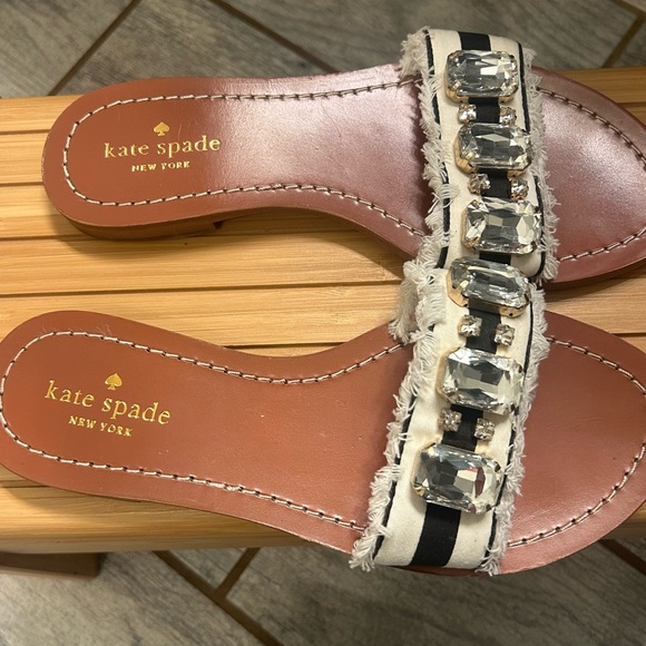 Kate Spade Striped Sandals with Crystal Accents - Picture 2 of 5